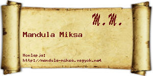 Mandula Miksa névjegykártya